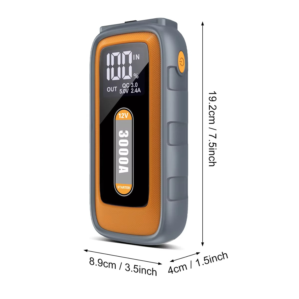 Car Jump Starter 6000A Peak 12V 26800Mah Automatic Portable Car Jump Starter Battery Pack with Smart Jumper Cable and LED Light