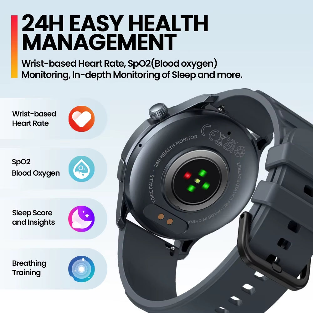 Btalk 3 Pro Smart Watch - 2024 World Premiere, AMOLED Display, Hi-Fi Bluetooth Calling, Comprehensive Health and Fitness Tracking