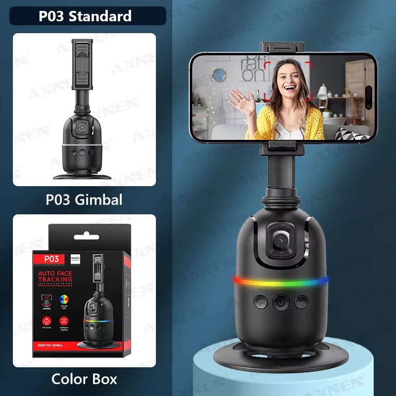 P03 Gimbal Stabilizer for Mobile Phone AI 360 Follow Selfie Stand Face Tracking Desktop Gimbal for Cellphone and Cameras