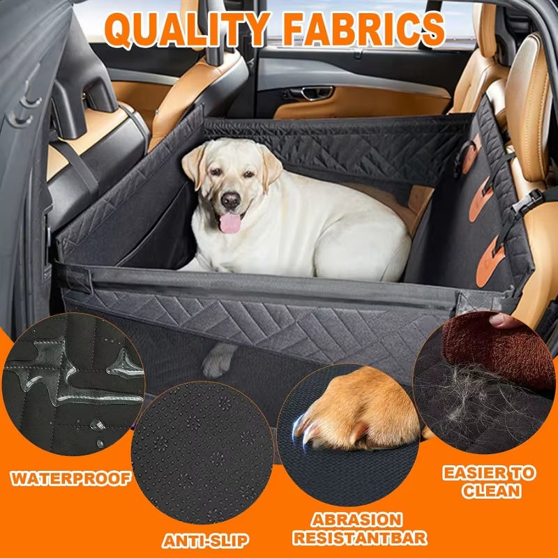 Dog Carrier Back Seat Extender for Dog Waterproof Dog Car Seat Cover for Backseat, Pet Bed for Cars Hammock with Storage Pocket
