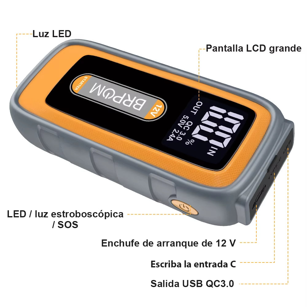 Car Jump Starter 6000A Peak 12V 26800Mah Automatic Portable Car Jump Starter Battery Pack with Smart Jumper Cable and LED Light