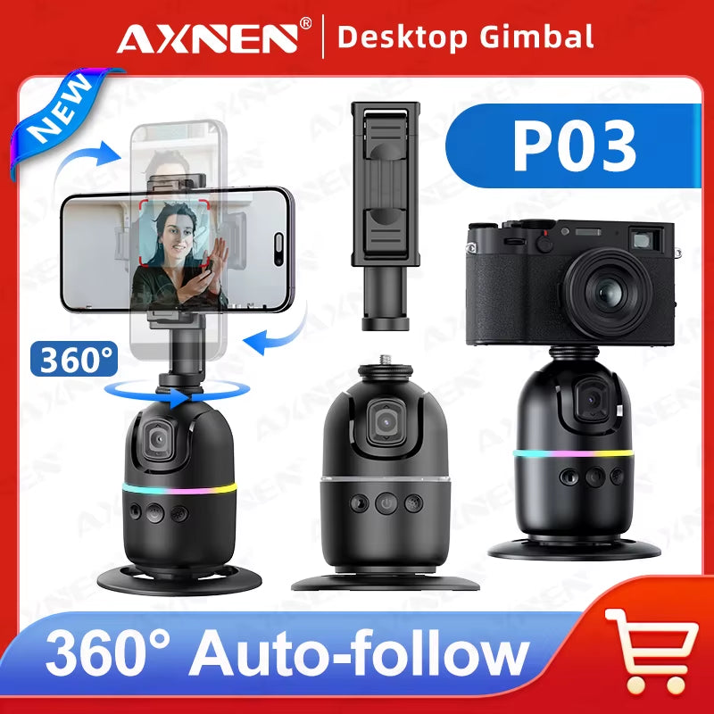 P03 Gimbal Stabilizer for Mobile Phone AI 360 Follow Selfie Stand Face Tracking Desktop Gimbal for Cellphone and Cameras