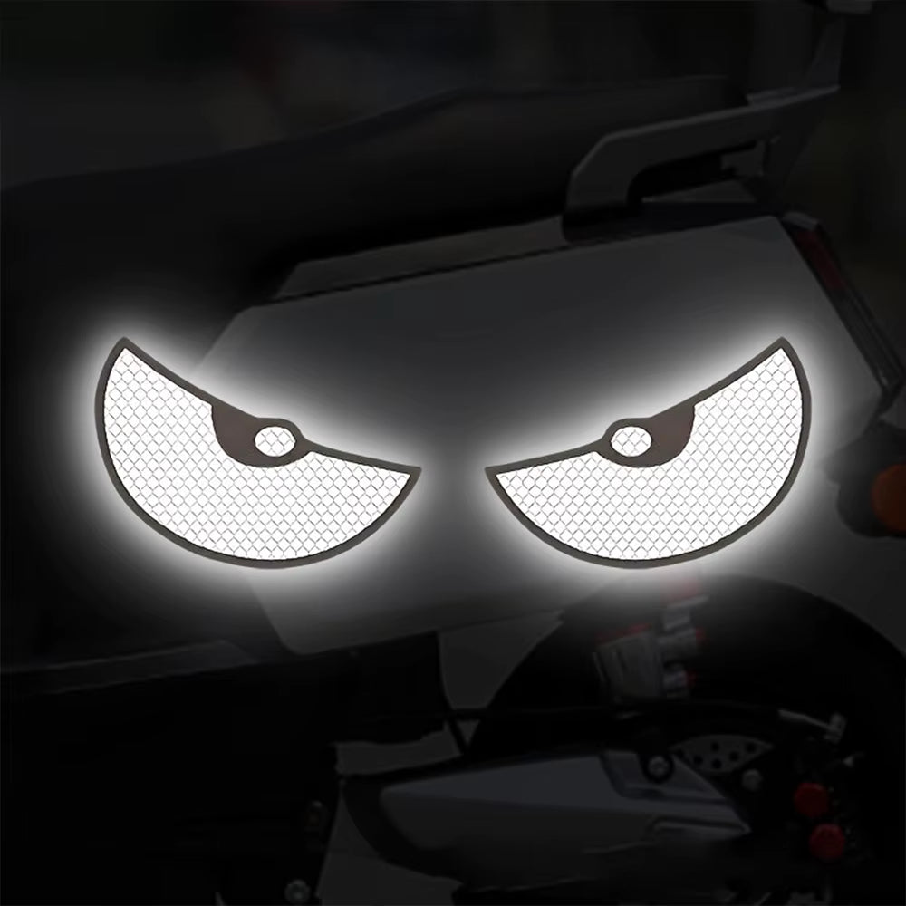 Enhance Your Safety with 2Pcs/Set Reflective Devil Eye Car Stickers - Boost Visibility on Motorbike Helmets and Vehicles!