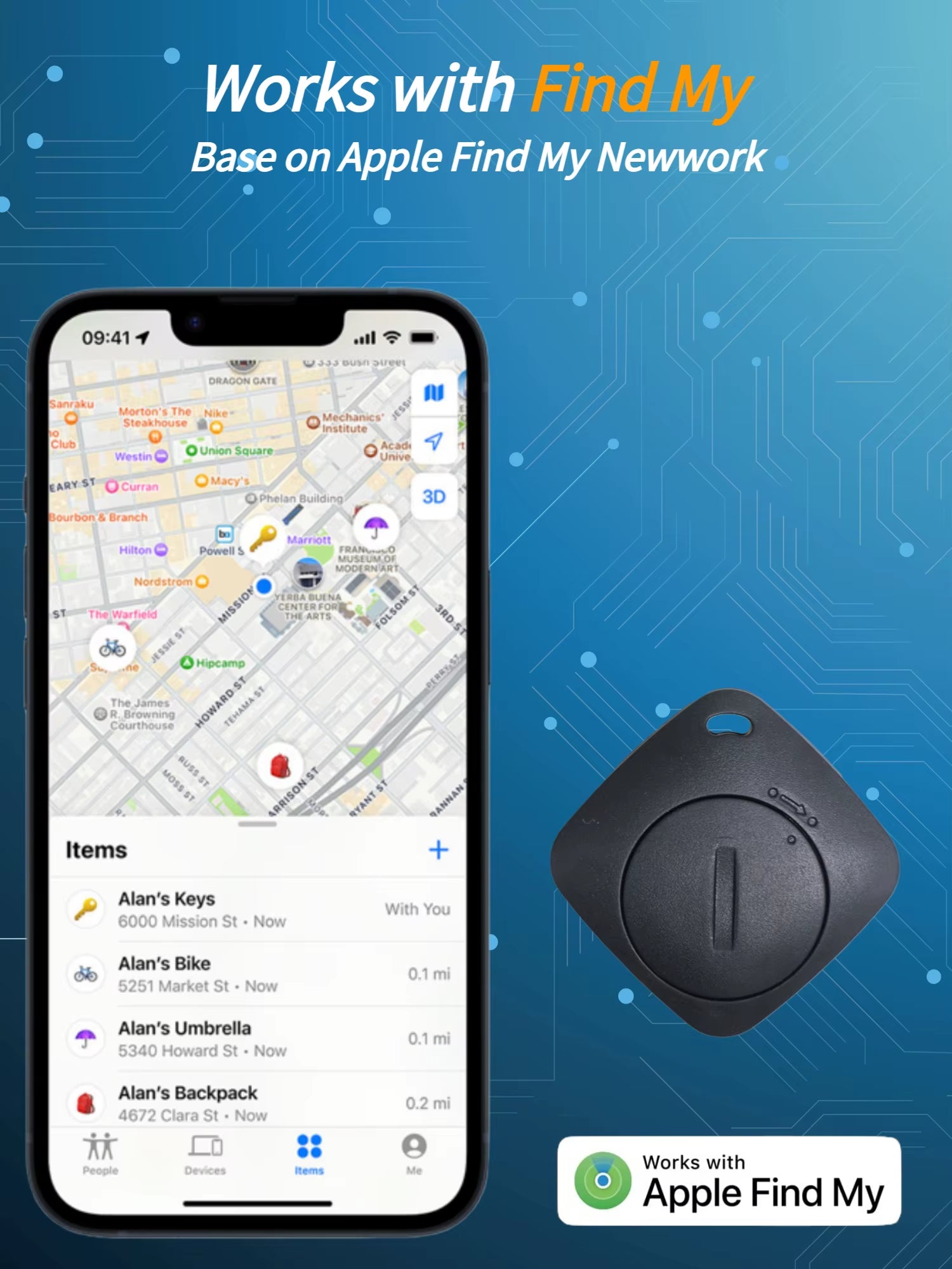 Aiyato Bluetooth Gps Tracker Tag Key Finder Airtag Work with Apple Find My Global Network Air Tag Locator Itag for IOS for Bags