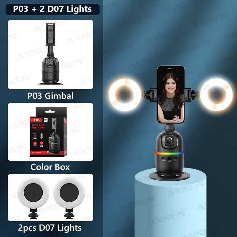 P03 Gimbal Stabilizer for Mobile Phone AI 360 Follow Selfie Stand Face Tracking Desktop Gimbal for Cellphone and Cameras