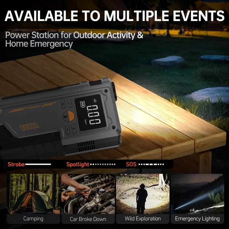 PUM2600A 4-In-1 Car Jump Starter Power Bank Air Compressor Portable Power Station with Car Battery Charger and Booster