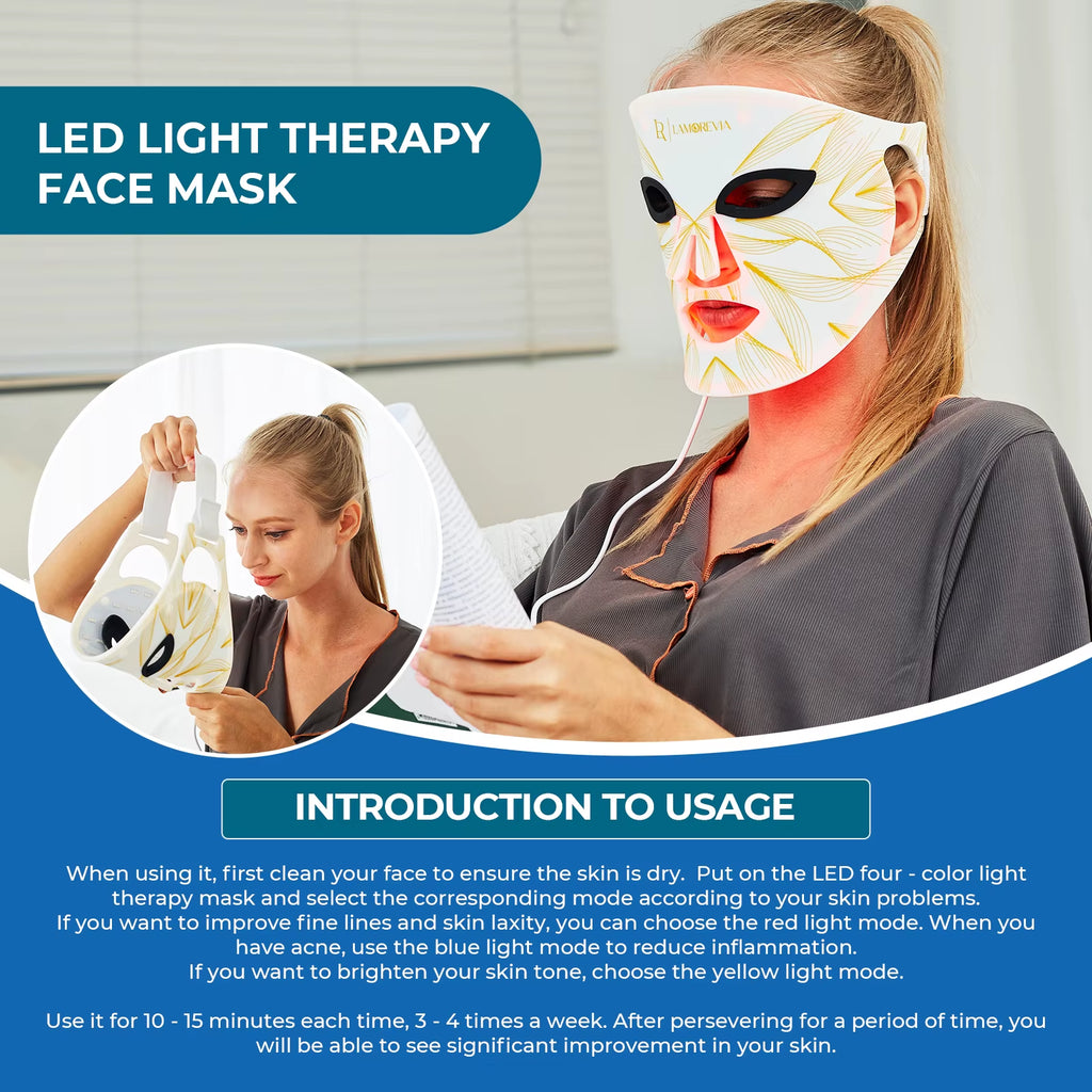 Revitalize Your Skin with the Red Light Facial Beauty Mask - Advanced Blue LED Light Therapy for Acne and Anti-Aging