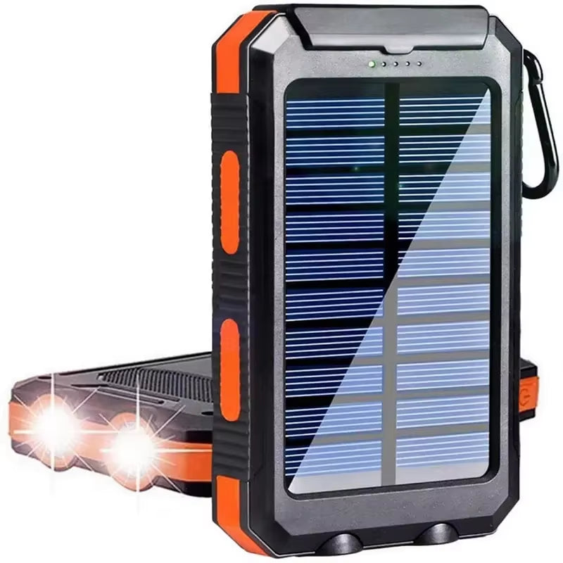 30000Mah Solar Power Bank Dual USB Travel Large Capacity LED Lighting Outdoor Waterproof Power Bank Camping Spare Power