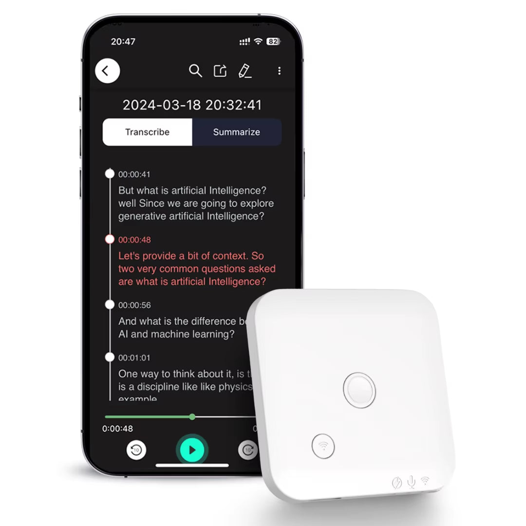 AI Powered Voice Recorder and Call Recorder with Speech-To-Text, Summarization, Translation, Supports 100 Languages, 64GB