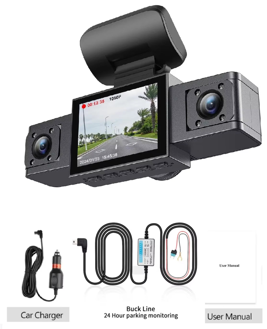 3Channel Dash Cam Black Box 3 Cameras Car Video Recorder Three Lens Car Camera with Carbin Camera Car Accessories