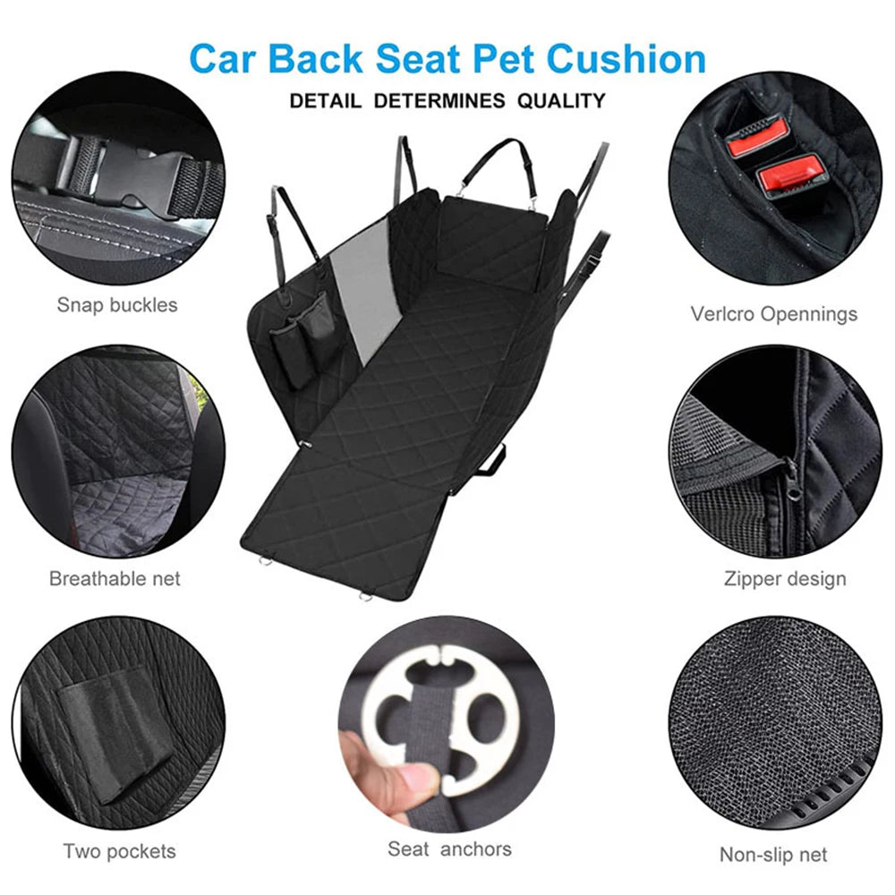 Dog Seat Cover for Back Seat, Waterproof with Mesh Window, Scratch Prevent Anti-slip Dog Bed Car Hammock, Standard