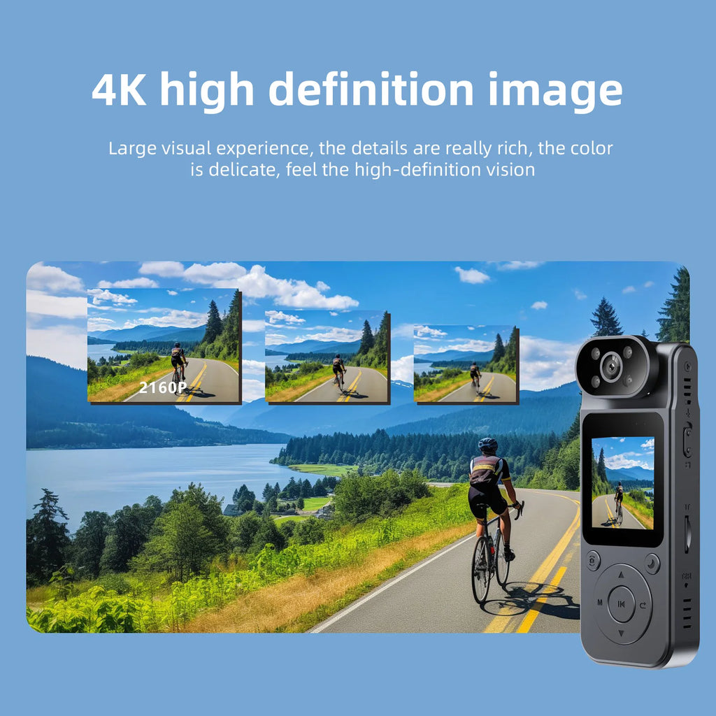 4K Wearable Camera Audio Video Recording 180° Rotatable Lens Video Camera Camcorder Night Vision with Magnetic Back Clip for Law