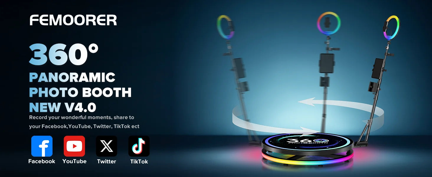 360 Photo booth Roating Platform for Video APP/Remote Control Automatic Photobooth 360 for Parties Events 60-115cm Dropshipping