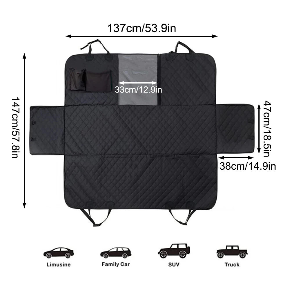 Dog Seat Cover for Back Seat, Waterproof with Mesh Window, Scratch Prevent Anti-slip Dog Bed Car Hammock, Standard