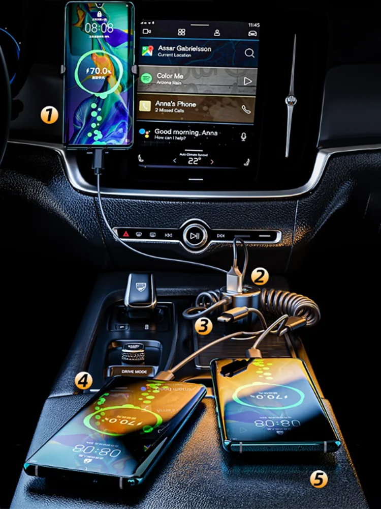 New Car Charger, Multi-Port Fast Adapter, Car Decoration Shape, Auto Accessories