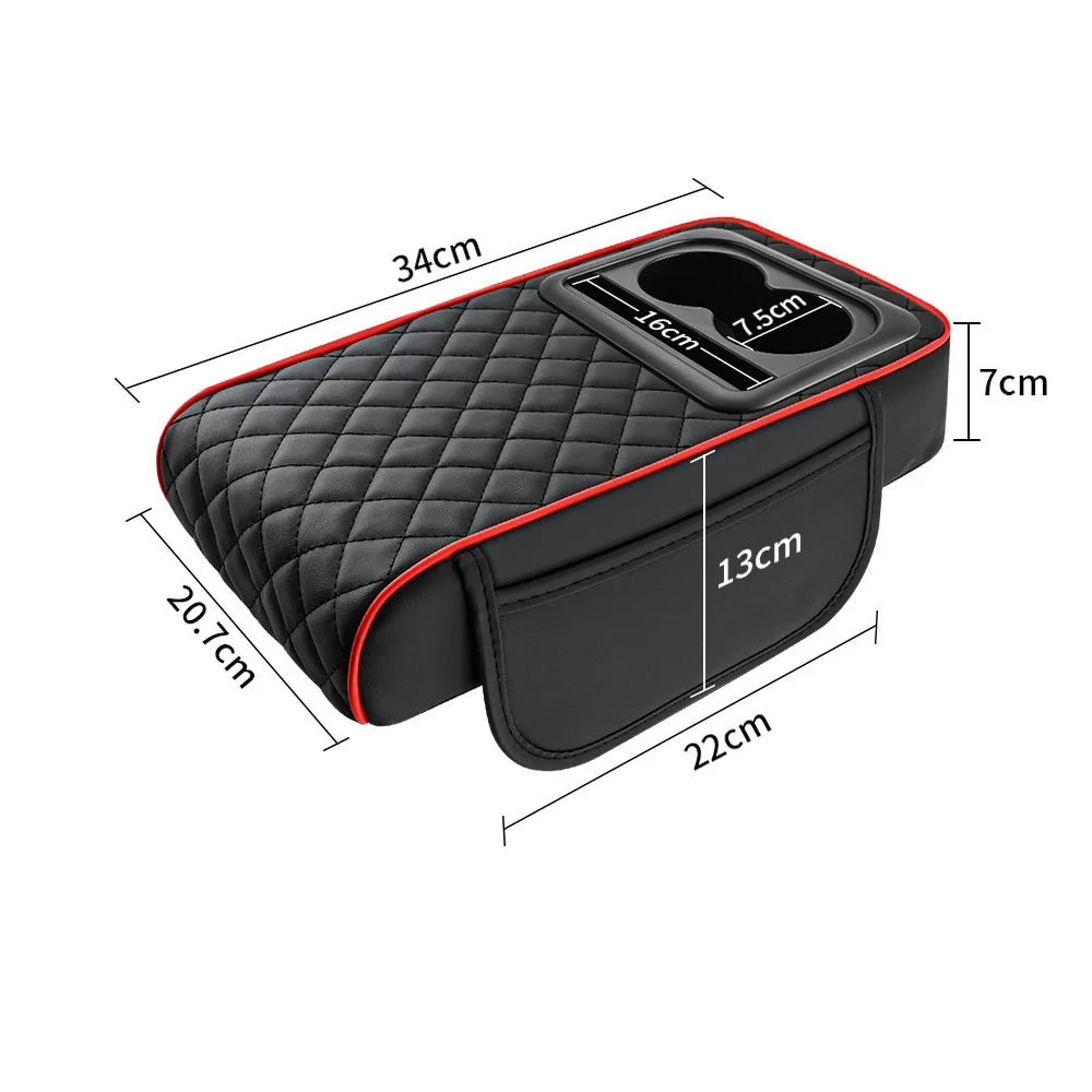 Car Armrest Mat Center Console Memory Foam Vehicle Arm Rest Tissue Boxes Pads PU Leather Protection Cushion Storage Pocket