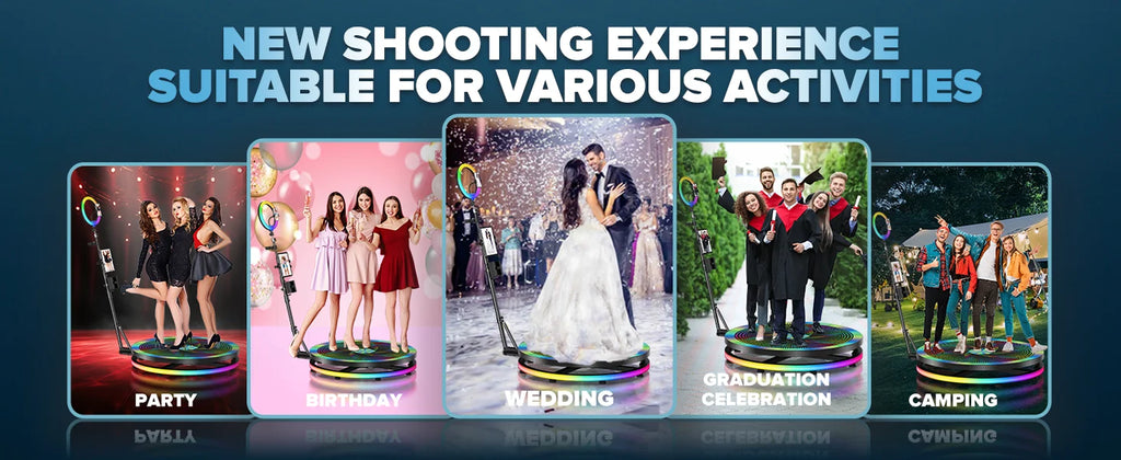 360 Photo booth Roating Platform for Video APP/Remote Control Automatic Photobooth 360 for Parties Events 60-115cm Dropshipping