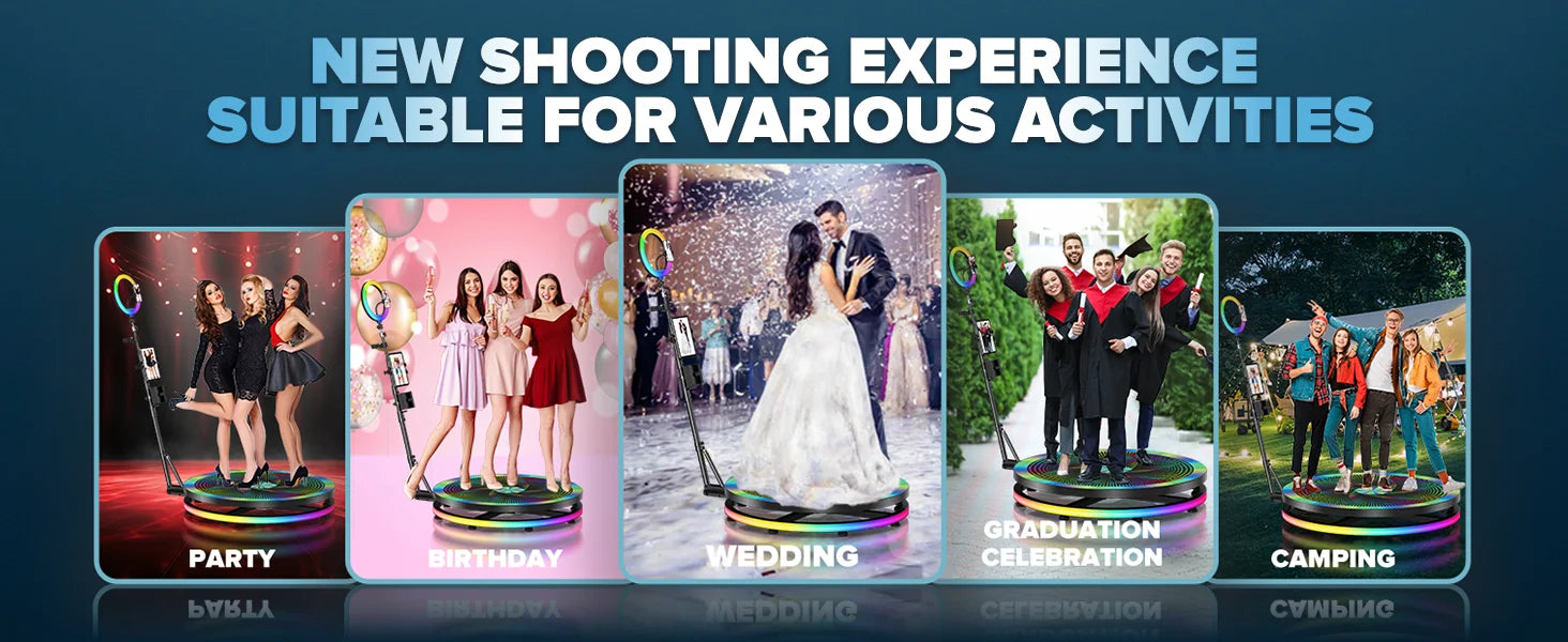 360 Photo booth Roating Platform for Video APP/Remote Control Automatic Photobooth 360 for Parties Events 60-115cm Dropshipping