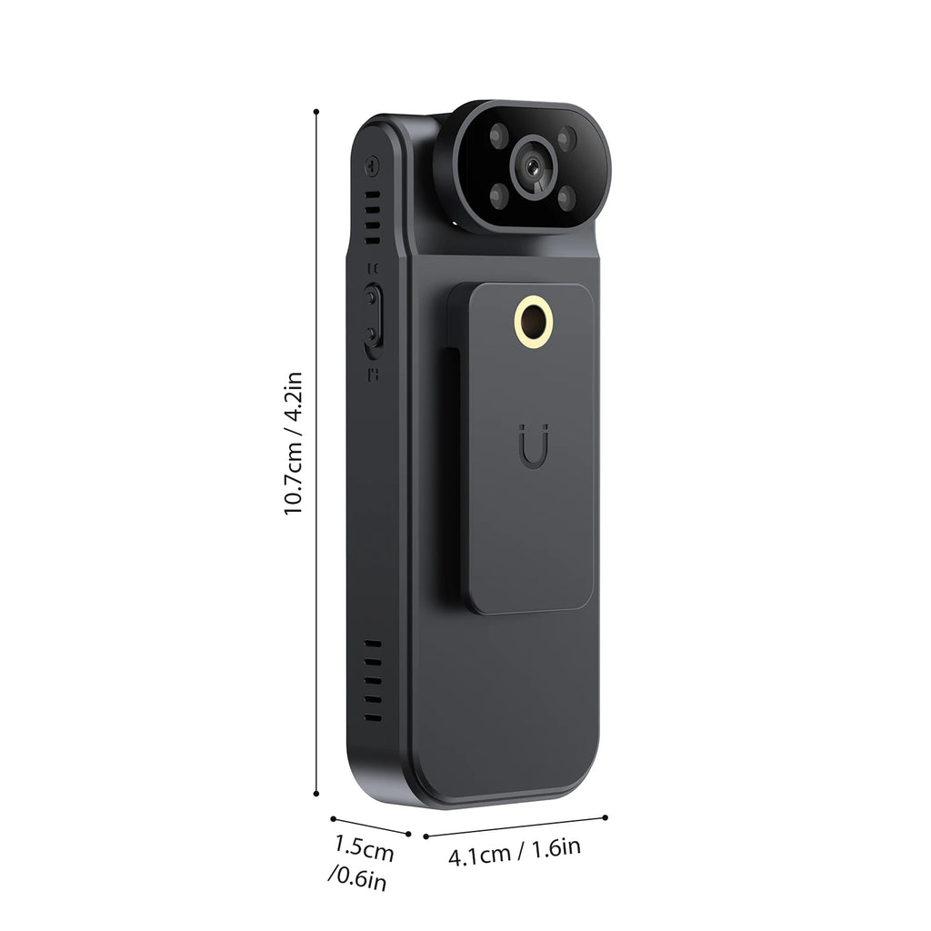 4K Wearable Camera Audio Video Recording 180° Rotatable Lens Video Camera Camcorder Night Vision with Magnetic Back Clip for Law