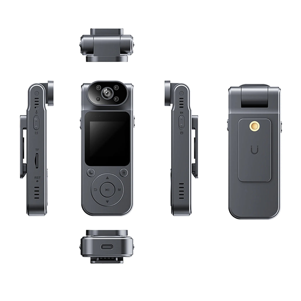 4K Wearable Camera Audio Video Recording 180° Rotatable Lens Video Camera Camcorder Night Vision with Magnetic Back Clip for Law