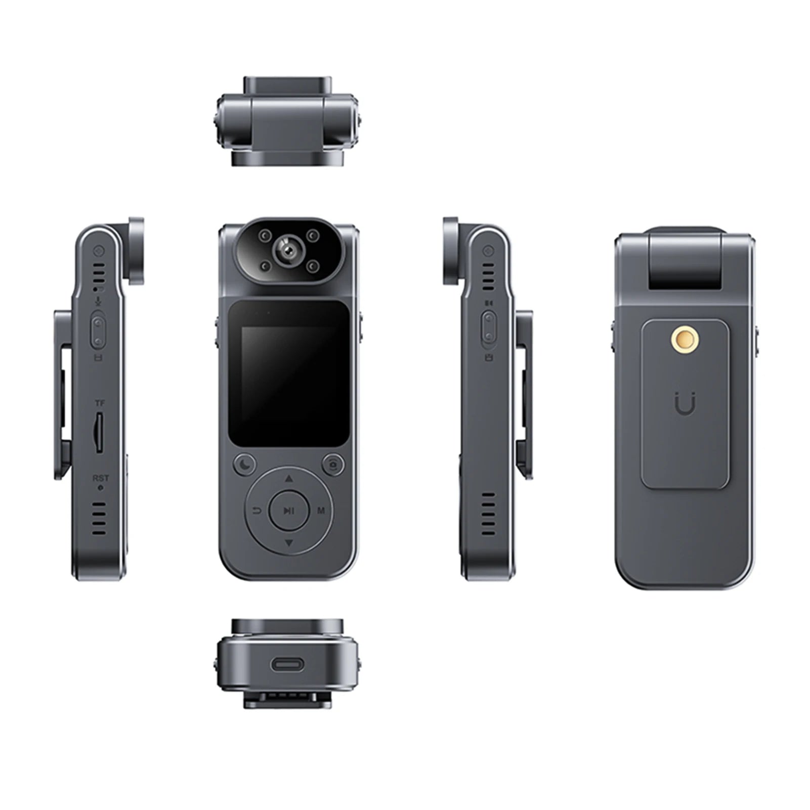 4K Wearable Camera Audio Video Recording 180° Rotatable Lens Video Camera Camcorder Night Vision with Magnetic Back Clip for Law