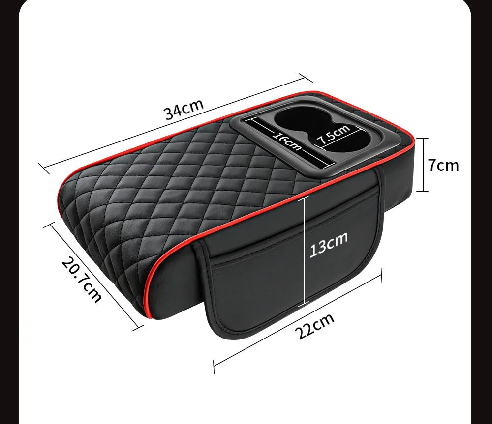 Car Armrest Mat Center Console Memory Foam Vehicle Arm Rest Tissue Boxes Pads PU Leather Protection Cushion Storage Pocket