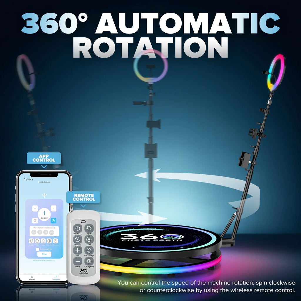 360 Photo booth Roating Platform for Video APP/Remote Control Automatic Photobooth 360 for Parties Events 60-115cm Dropshipping