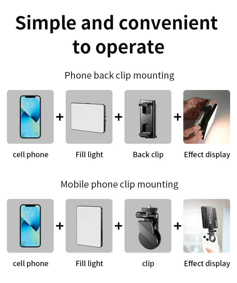 M15 Phone Selfie Fill Light Portable Pocket Beauty Photo Lamp with Phone Holder for Video Recording Vlog Shoot Fill Studio Lamp