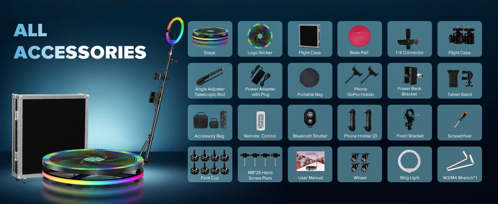 360 Photo booth Roating Platform for Video APP/Remote Control Automatic Photobooth 360 for Parties Events 60-115cm Dropshipping