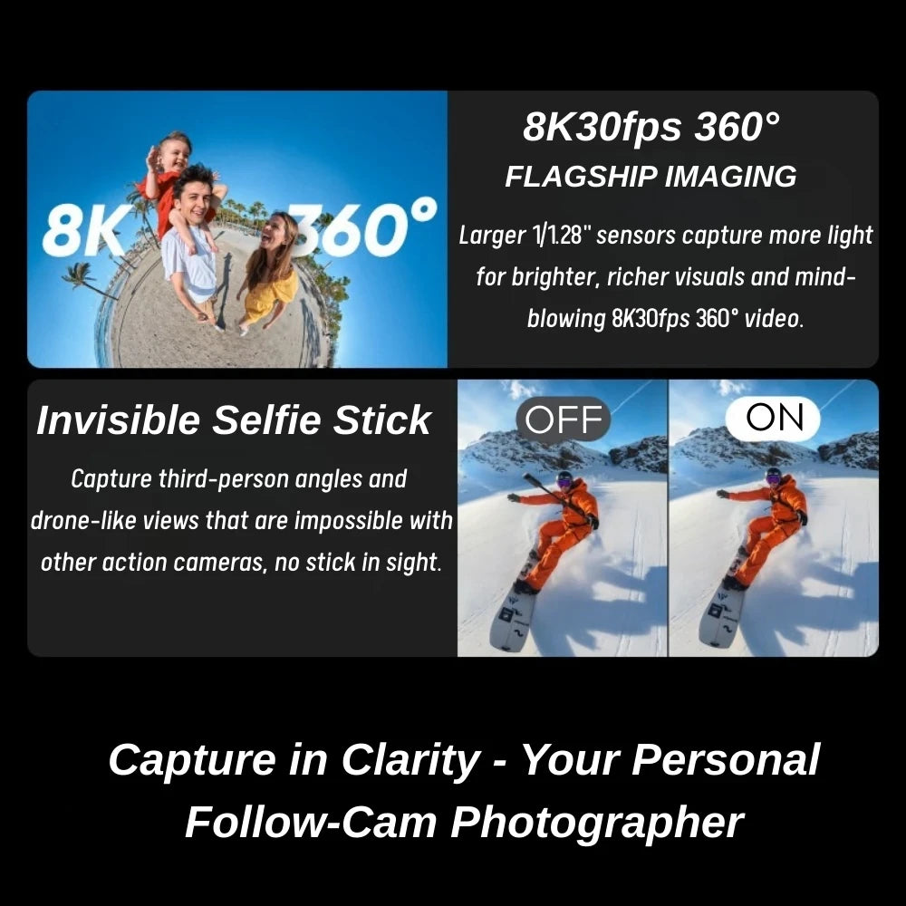 Insta360 X5 15m Waterproof Now arrival 72MP 360° Video X5 Action Camera New Wind Guard 185 mins Run Time Newest