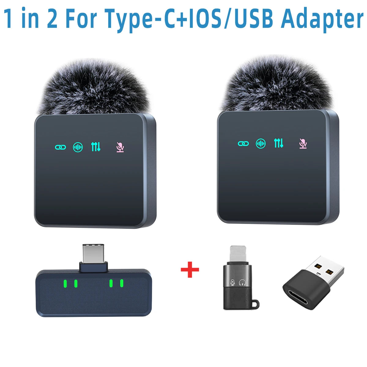 Pink 1 In 4 Wireless Lavalier Microphone Noise Reduction With Windproof Cap Mute Recording Function Portable Audio Video Live