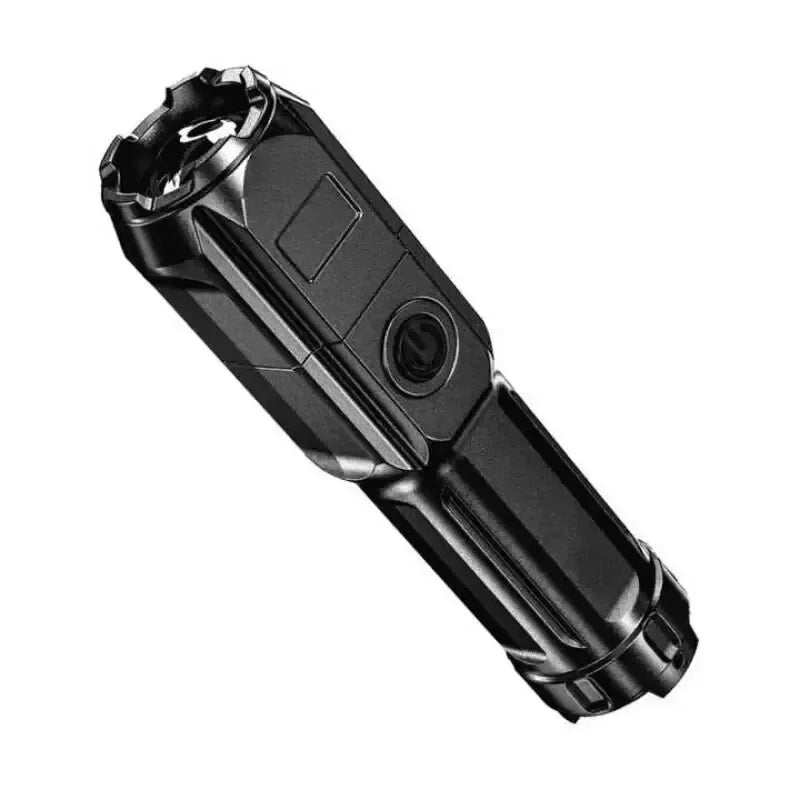 Portable USB Rechargeable LED Flashlight with Focusing Lens, Waterproof Design for Outdoor and Home Use