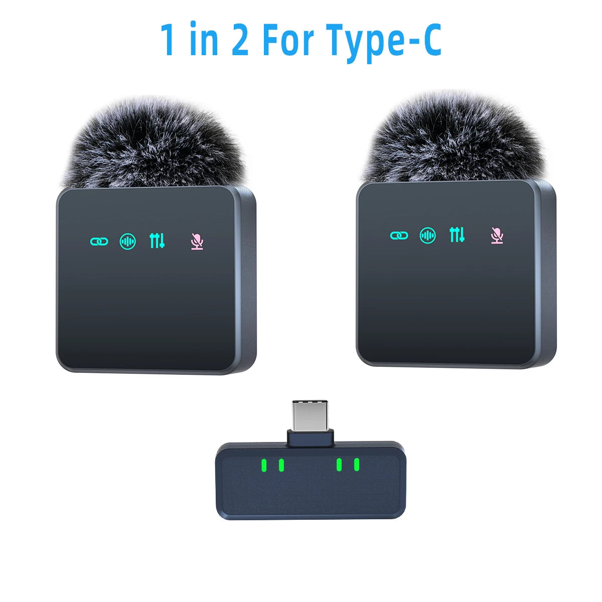 Pink 1 In 4 Wireless Lavalier Microphone Noise Reduction With Windproof Cap Mute Recording Function Portable Audio Video Live