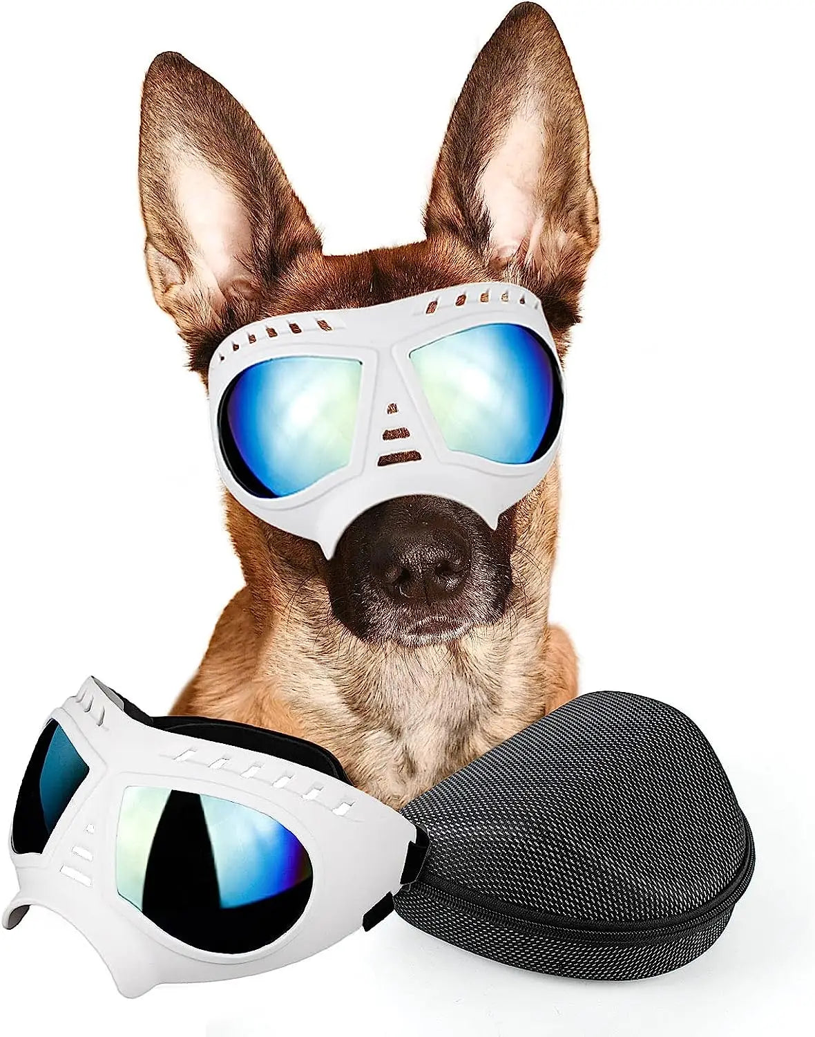 Dog Goggles Large Breed Anti-UV Transparent Dog Sunglasses for Medium-Large Dog Windproof Anti-Dust Antifog Soft Pet Dog Glasses