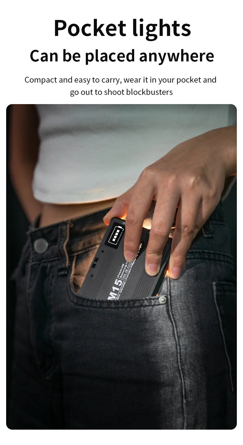 M15 Phone Selfie Fill Light Portable Pocket Beauty Photo Lamp with Phone Holder for Video Recording Vlog Shoot Fill Studio Lamp