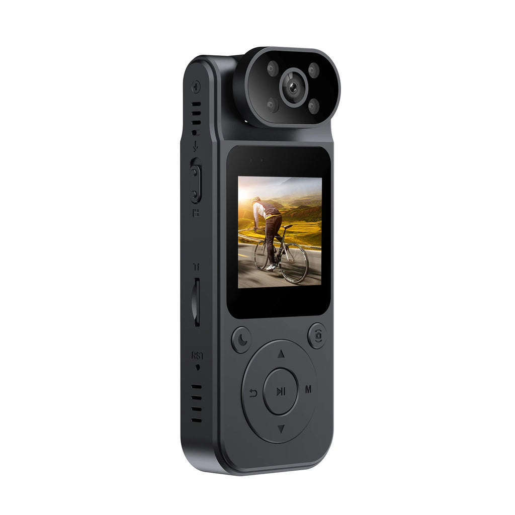 4K Wearable Camera Audio Video Recording 180° Rotatable Lens Video Camera Camcorder Night Vision with Magnetic Back Clip for Law