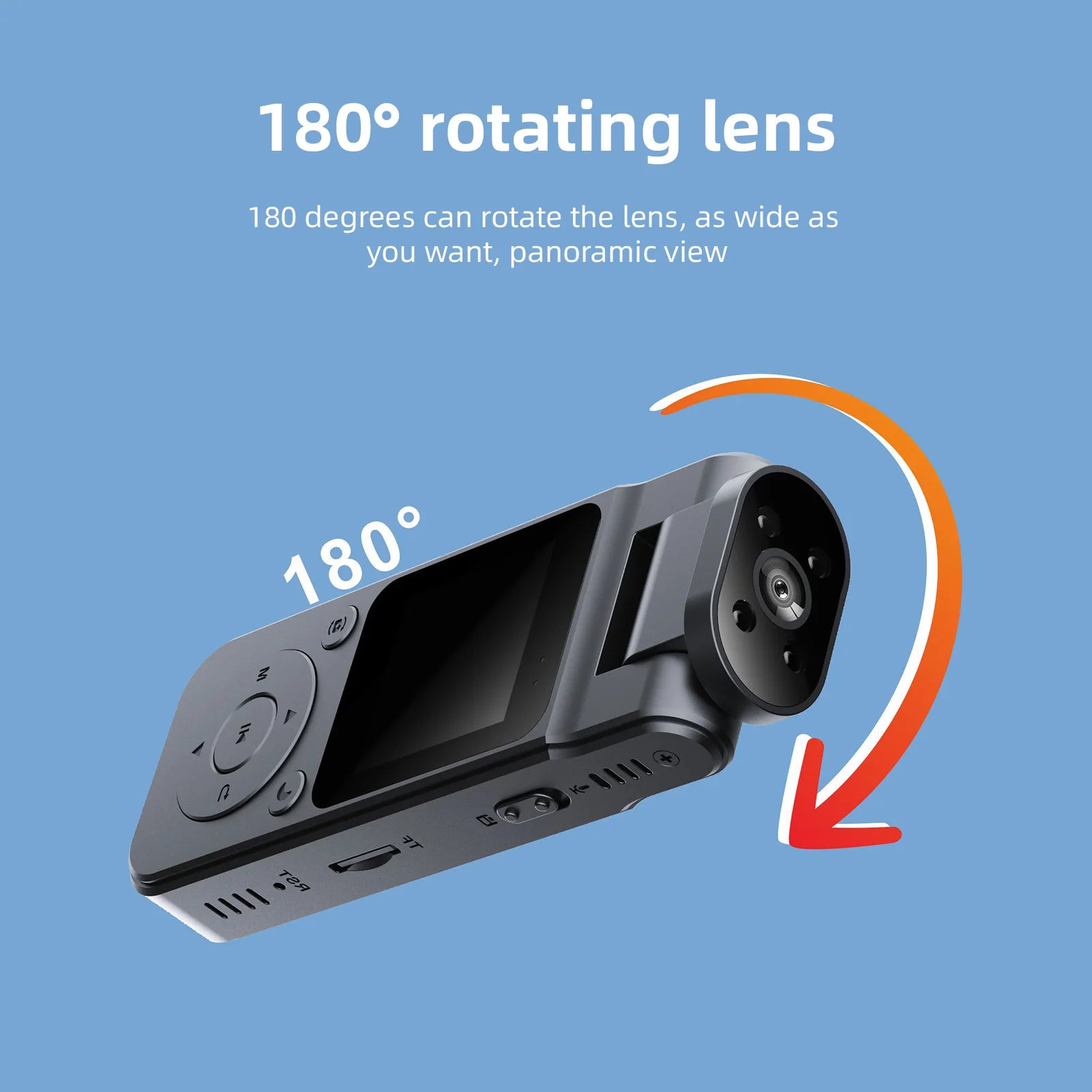 4K Wearable Camera Audio Video Recording 180° Rotatable Lens Video Camera Camcorder Night Vision with Magnetic Back Clip for Law