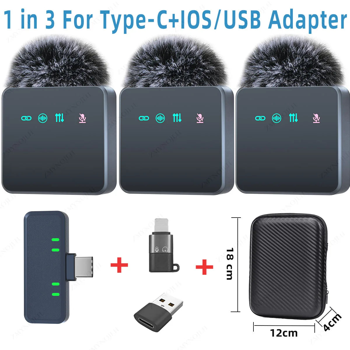 Pink 1 In 4 Wireless Lavalier Microphone Noise Reduction With Windproof Cap Mute Recording Function Portable Audio Video Live