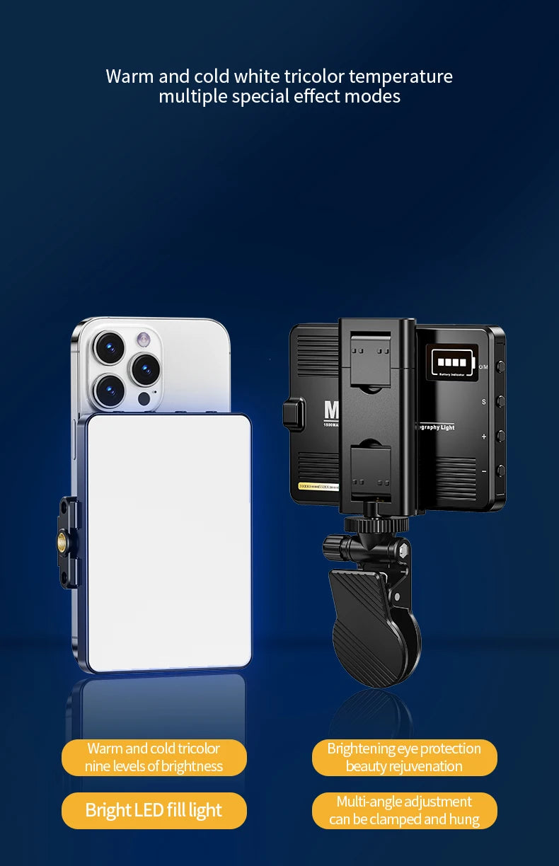M15 Phone Selfie Fill Light Portable Pocket Beauty Photo Lamp with Phone Holder for Video Recording Vlog Shoot Fill Studio Lamp
