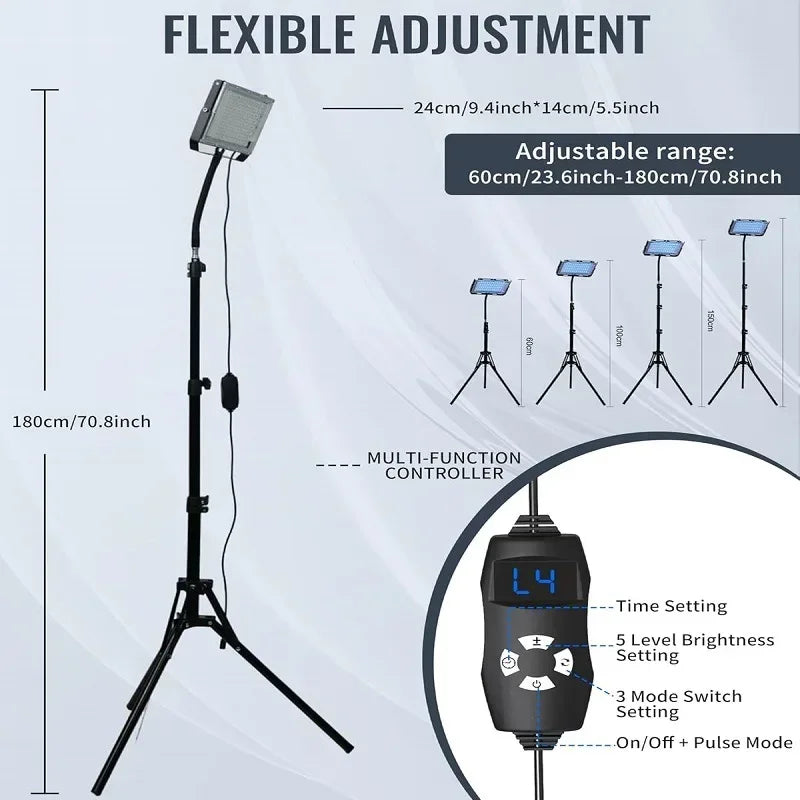 Ultraviolet Tanning Lamp 50W Tripod Solarium Lamp 460nm&480nm for Tanning Body 48 PCS Blue Light Lamp Wavelength Skin care