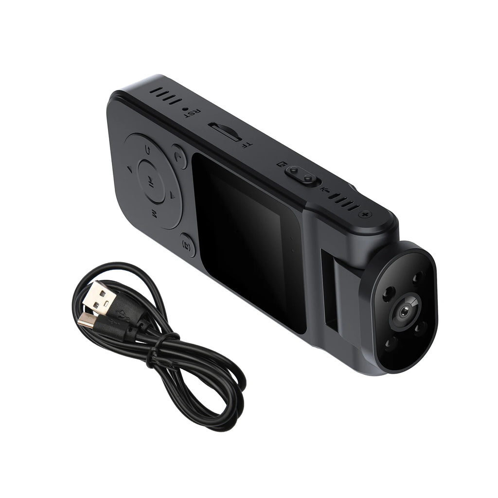 4K Wearable Camera Audio Video Recording 180° Rotatable Lens Video Camera Camcorder Night Vision with Magnetic Back Clip for Law