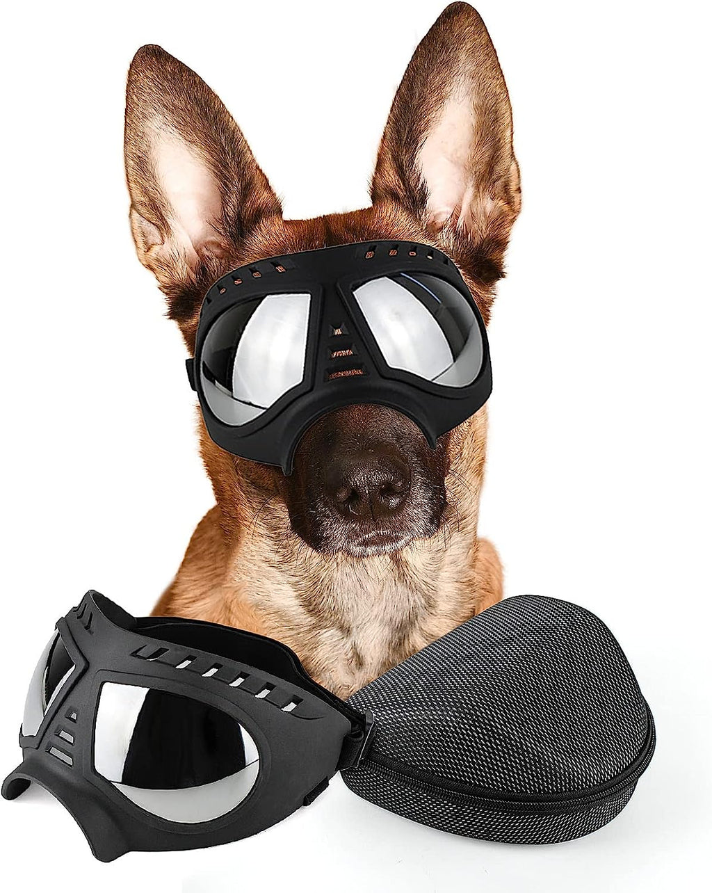 Dog Goggles Large Breed Anti-UV Transparent Dog Sunglasses for Medium-Large Dog Windproof Anti-Dust Antifog Soft Pet Dog Glasses