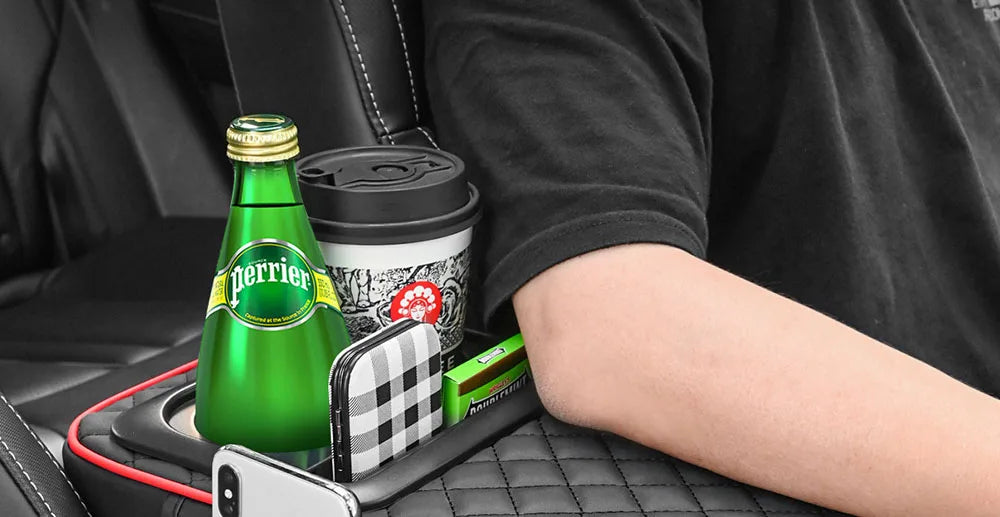 Car Armrest Mat Center Console Memory Foam Vehicle Arm Rest Tissue Boxes Pads PU Leather Protection Cushion Storage Pocket