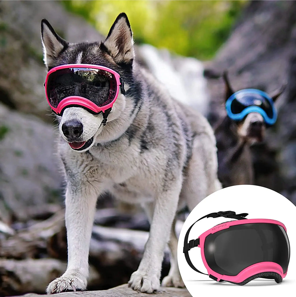 ATUBAN Dog Goggles Anti UV Strong Impact Resistance Adjustable Elastic Puppy Large Breed Dog Goggles Breathable Pet Sunglasses