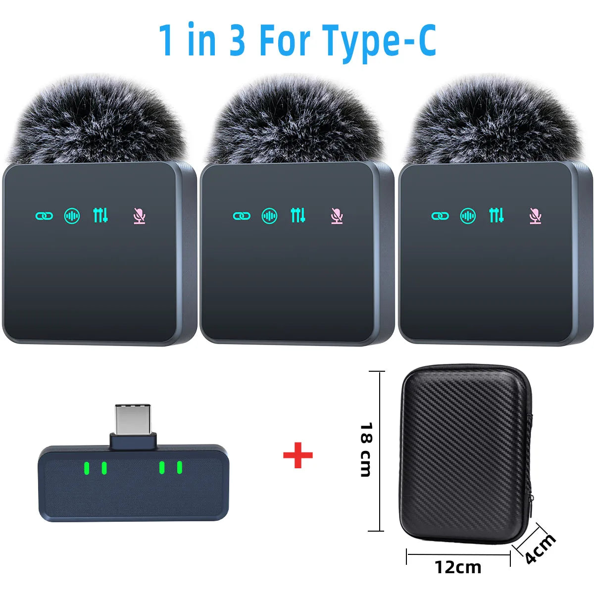 Pink 1 In 4 Wireless Lavalier Microphone Noise Reduction With Windproof Cap Mute Recording Function Portable Audio Video Live