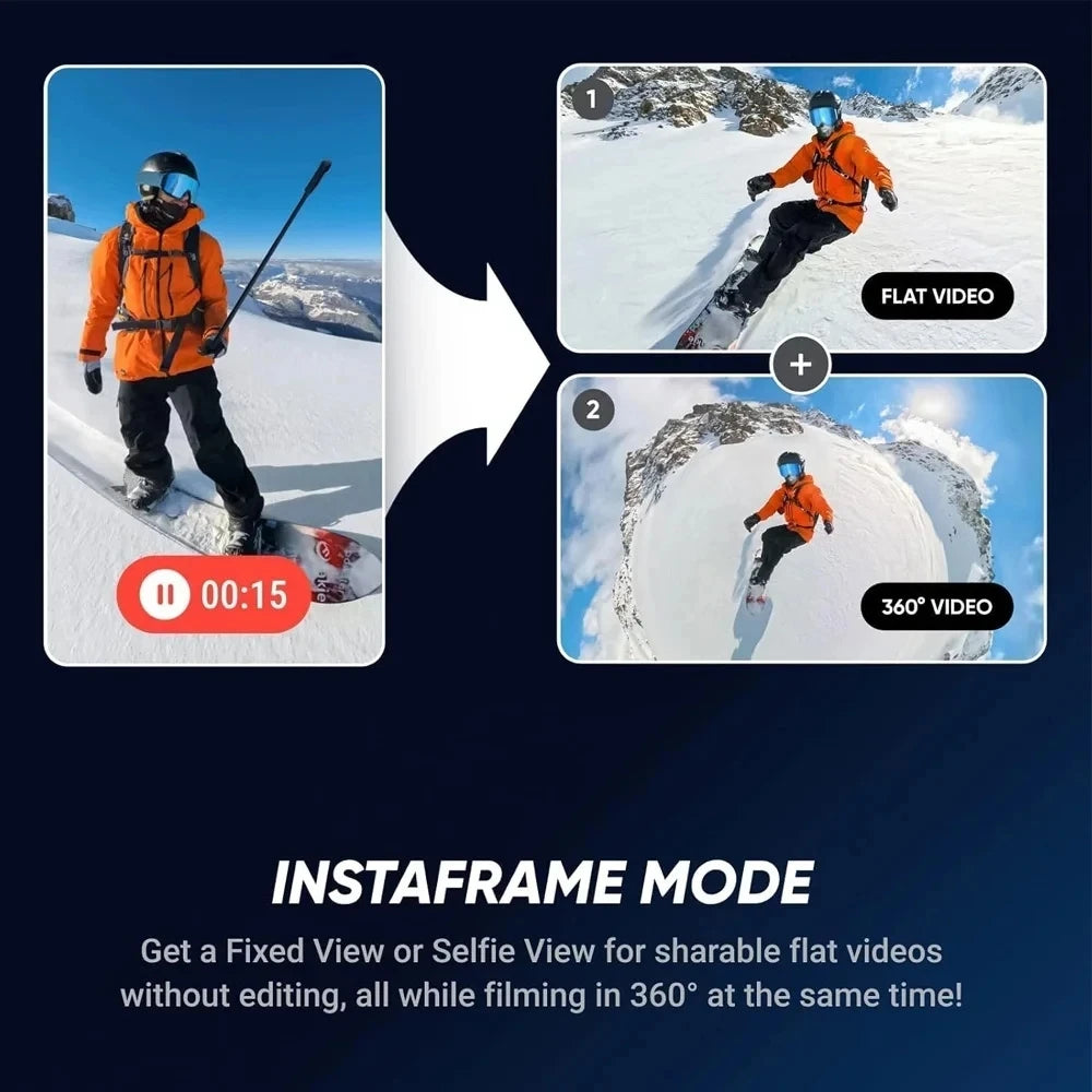 Insta360 X5 15m Waterproof Now arrival 72MP 360° Video X5 Action Camera New Wind Guard 185 mins Run Time Newest