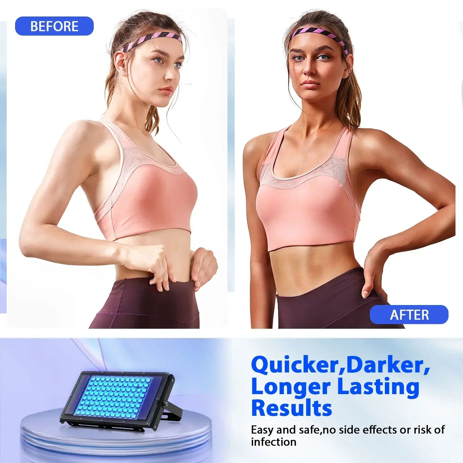 Ultraviolet Tanning Lamp 50W Tripod Solarium Lamp 460nm&480nm for Tanning Body 48 PCS Blue Light Lamp Wavelength Skin care