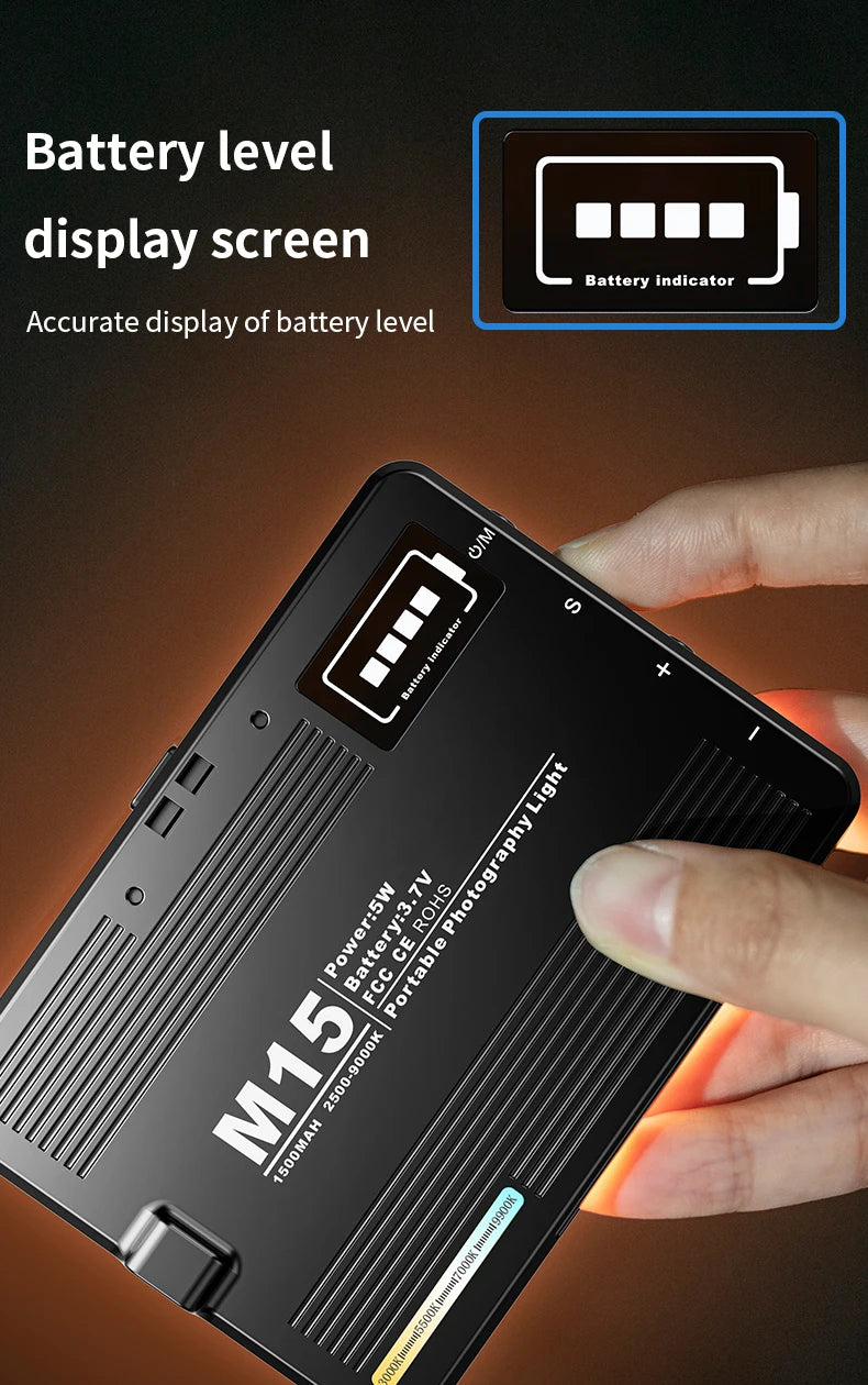 M15 Phone Selfie Fill Light Portable Pocket Beauty Photo Lamp with Phone Holder for Video Recording Vlog Shoot Fill Studio Lamp