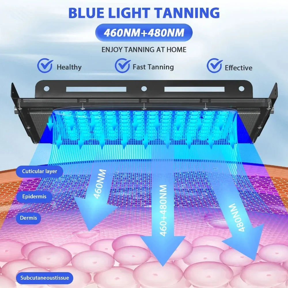 Ultraviolet Tanning Lamp 50W Tripod Solarium Lamp 460nm&480nm for Tanning Body 48 PCS Blue Light Lamp Wavelength Skin care