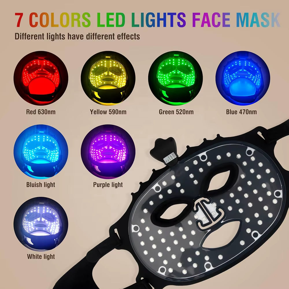 Popular Led Facial Face Mask Currentbody 630 520 590 410Nm Red Light Photon Therapy Skin Care Face Mask with Adjustable Strap